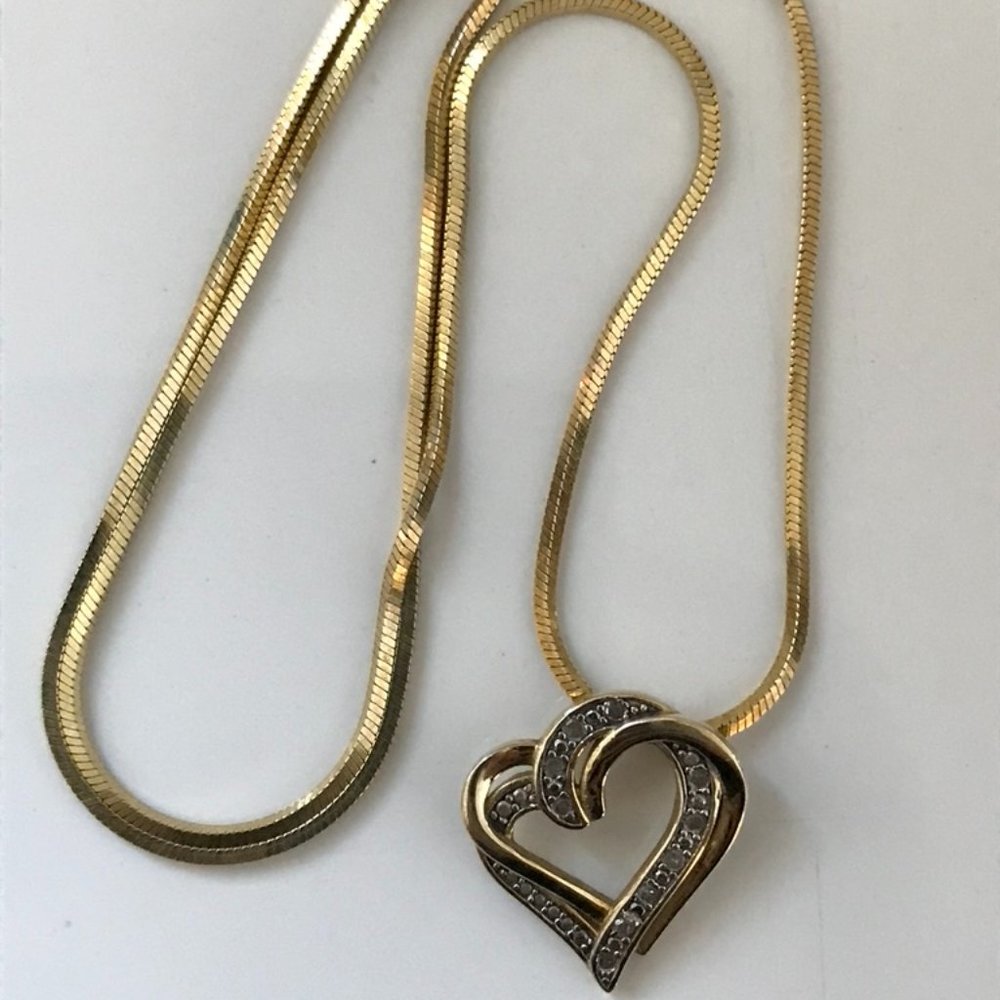 925 Silver Gold Plated Necklace Cubic zirconia Heart Pendan by Danecraft